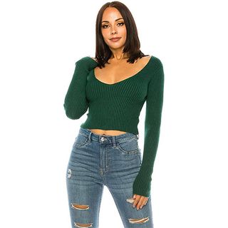 The Classic Brand + Casual Knit Cross-Back Cropped Top