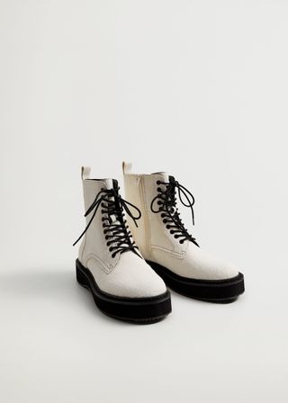 Mango + Lace-Up Leather Boots