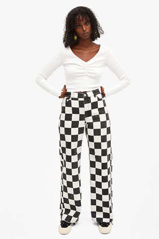 Monki + Yoko Checkerboard Jeans