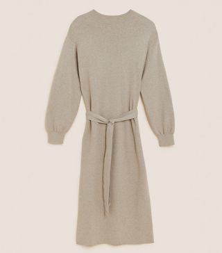 M&S Collection + Soft Touch Knitted Belted Midi Jumper Dress