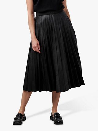 Helene Berman + Faux Leather Pleated Skirt