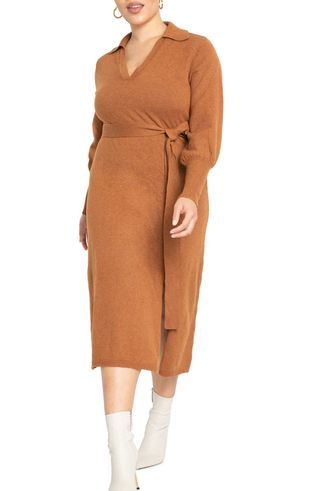Eloquii + Long Sleeve Sweater Dress
