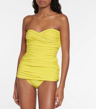 Norma Kamali + Walter Mio Ruched Bandeau Swimsuit