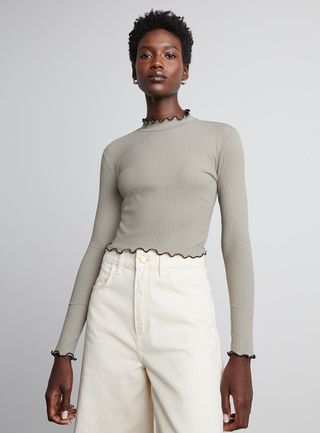 Who What Wear Collection + Frankie Ribbed Lettuce Edge Turtleneck