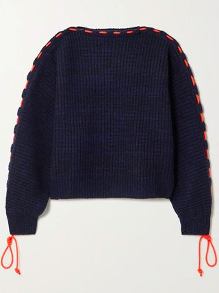 Victoria Beckham + Tie-Detailed Ribbed Wool Sweater