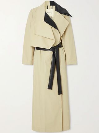 Bouguessa + Shada Faux Leather-Trimmed Cotton-Blend Trench Coat