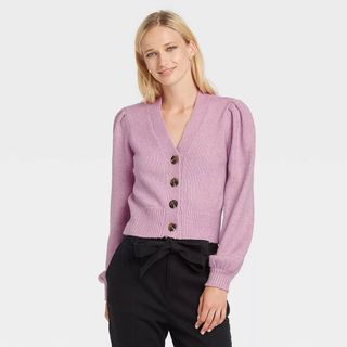 Who What Wear x Target + Shruken Cardigan in Lilac