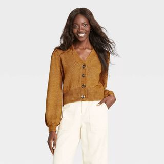 Who What Wear x Target + Shruken Cardigan in Brown