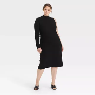 Who What Wear x Target + Ribbed One-Sleeve Sweater Dress