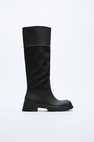 Zara + Contrast Flat Boots