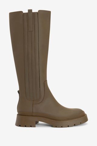Next + Khaki Forever Comfort Chunky Rubberised Knee High Boots