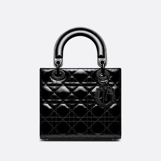 Dior + Small Lady Dior Bag in Black Ultraglossy Patent Cannage Calfskin
