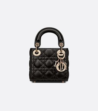 Dior + Micro Lady Dior Bag in Black Cannage Lambskin