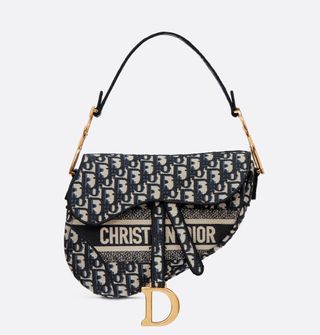 Dior + Saddle Bag in Blue Dior Oblique Jacquard