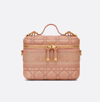 Dior + Small DiorTravel Vanity Case in Rose Des Vents Cannage Lambskin