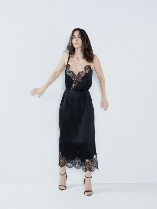 Raey + Lace-Trim Silk-Satin Slip Dress