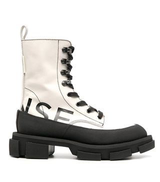 Monse + Logo-Print Lace-Up Ankle Boots