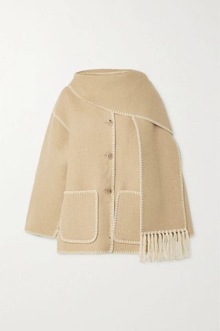 Totême + Draped Fringed Wool-Blend Jacket
