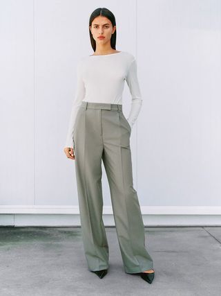Zara + Wide-Leg Menswear Style Pants
