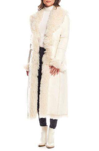 Donna Salyers Fabulous Furs + Big Sky Faux Shearling Longline Coat