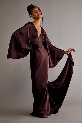 Shona Joy + Circle Sleeve Backless Maxi Dress