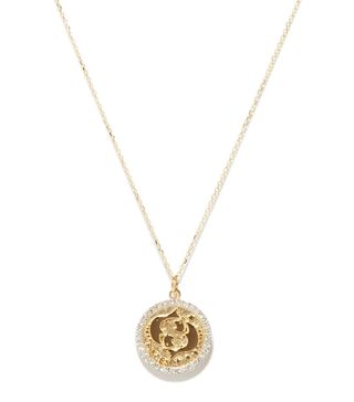 Mateo + Pisces Large Diamond and Gold Zodiac Necklace