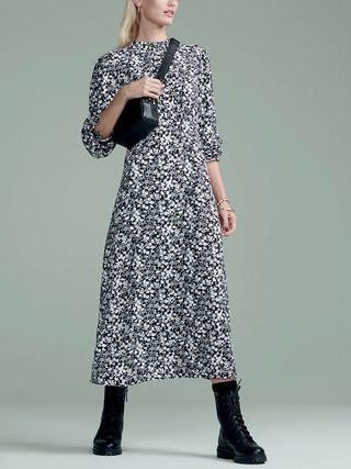 M&S Collection + Floral High Neck Midi Tea Dress