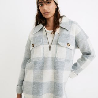 Madewell + Boiled Wool Half-Zip Popover Sweater