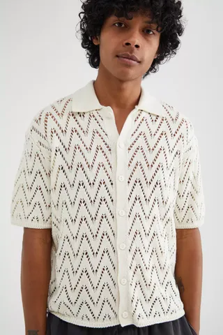 Urban Outfitters + Define Polo Short Sleeve Button-Down Sweater