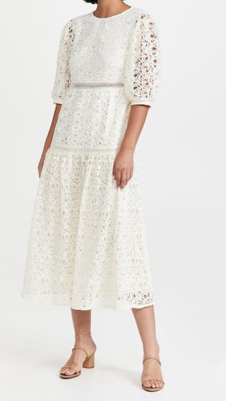 En Saison + Guipure Midi Lace Dress