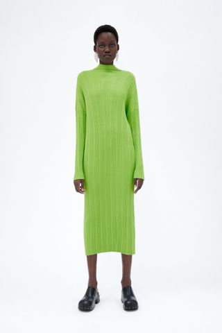 Zara + High Collar Knit Dress
