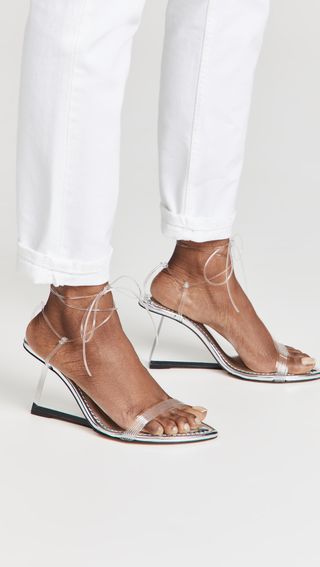 Good American + Clear Block Heel Clear Straps Sandals