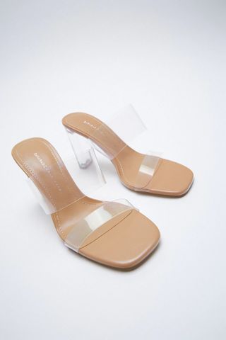 Zara + Vinyl Sandals With Methacrylate Heel