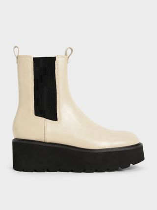 Charles & Keith + Sand Platform Chelsea Boots