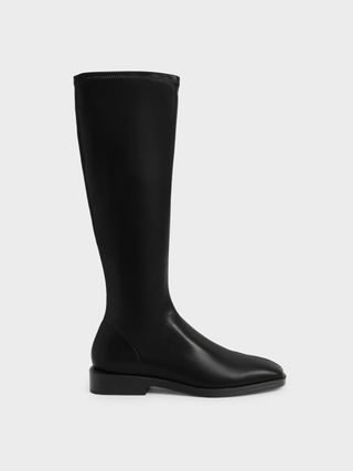Charles & Keith + Black Knee High Flat Boots