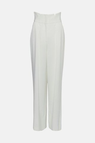 Karen Millen + Compact Stretch High Waisted Wide Leg Trouser