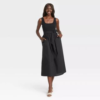 Who What Wear x Target + Sleeveless Knit Woven Dress