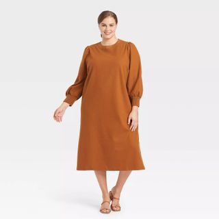 Who What Wear x Target + Long Sleeve High Slit Knit Dress