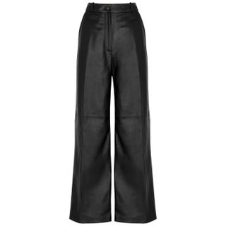 Loulou Studio + Noro Black Wide-Leg Leather Trousers