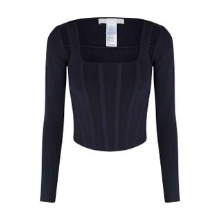 Dion Lee + Navy Layered Corset Top