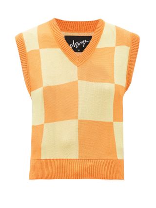 Elzinga + Checkboard-Jacquard Sleeveless Sweater