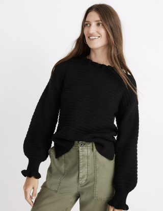 Madewell + Ruffle-Neck Pullover Sweater