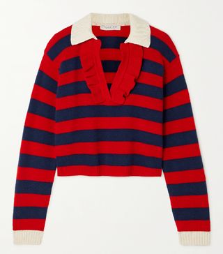 Philosophy di Lorenzo Serafini + Ruffled Striped Wool and Cashmere-Blend Sweater