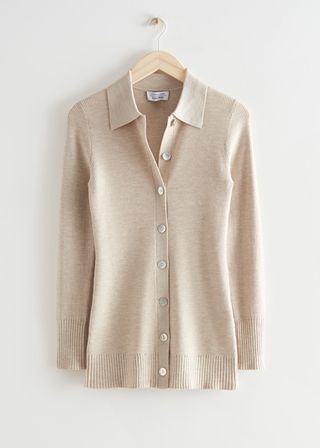 & Other Stories + Long Fitted Rib Knit Cardigan