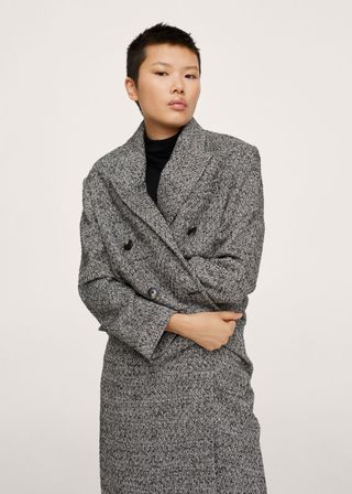 Mango + Buttoned Wool Coat