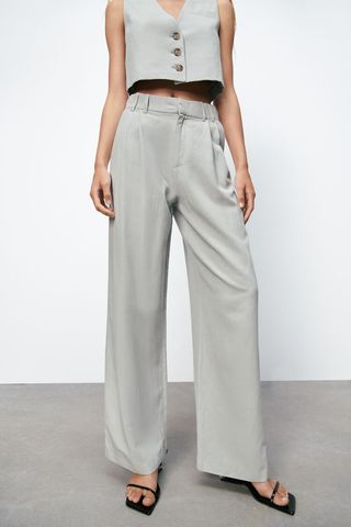 Zara + Full Length Linen Blend Pants
