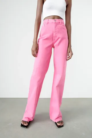 Zara + Coloured Wide-Leg Jeans