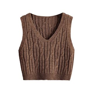Safrisior + V Neck Cable Knit Sweater Vest