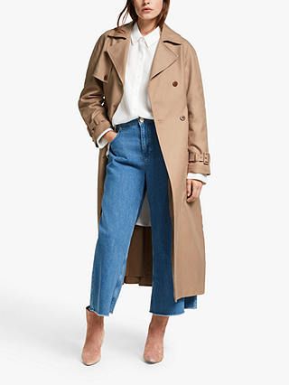 Mother of Pearl + Organic Cotton Pleat Back Trench Coat in Mink