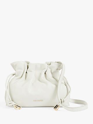 Ted Baker + Maiziey Slouchy Mini Leather Cross Body Bag in White